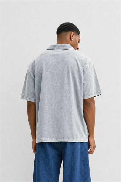 Erkek 24207 Baskılı Yıkamalı Oversize T-Shirt Gri