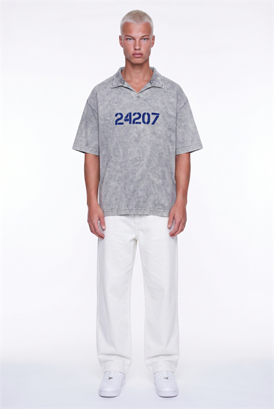 Erkek 24207 Baskılı Yıkamalı Oversize T-Shirt Gri