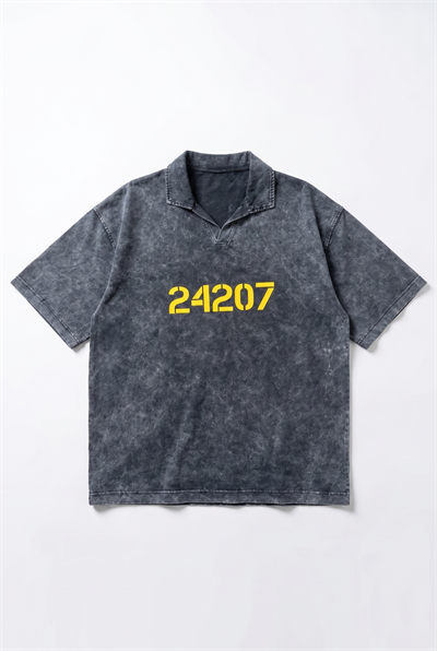Erkek 24207 Baskılı Yıkamalı Oversize T-Shirt Siyah