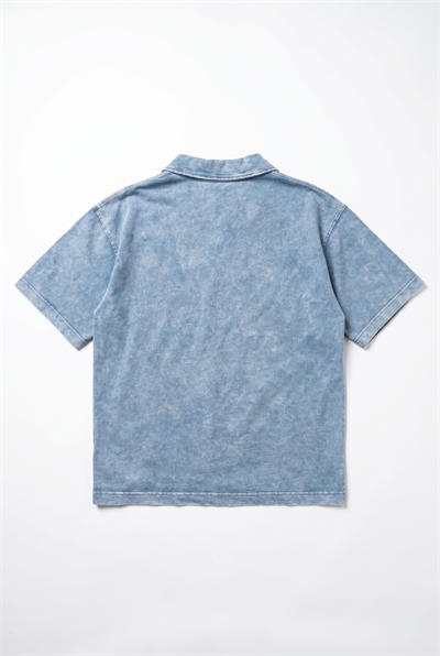 Erkek 24207 Baskılı Yıkamalı Oversize T-Shirt Mavi
