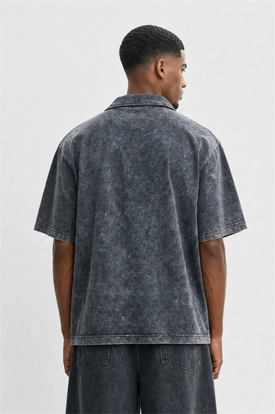 Erkek 24207 Baskılı Yıkamalı Oversize T-Shirt Siyah