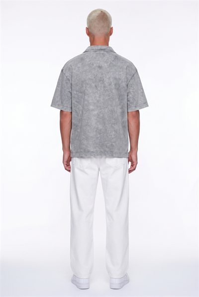 Erkek 24207 Baskılı Yıkamalı Oversize T-Shirt Gri