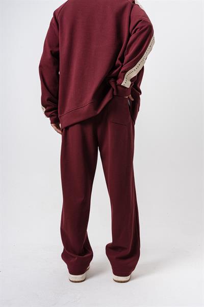 Erkek 7 Şerit Detaylı Doubleface Baggy Eşofman Altı Bordo