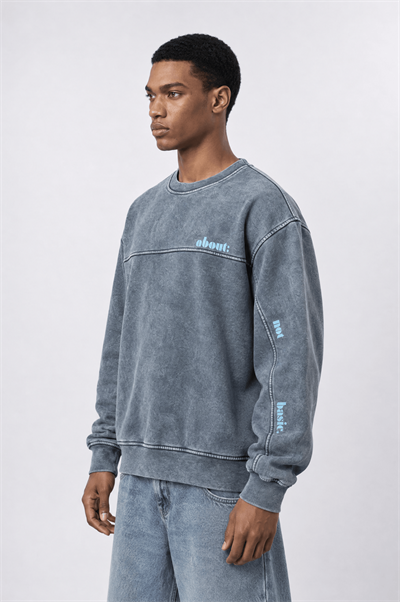 Erkek About Baskılı Yıkamalı Oversize Sweatshirt Gri