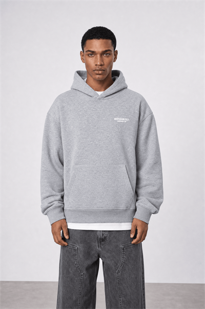 Erkek Absofuckinlutely Baskılı Oversize Hoodie Melanj