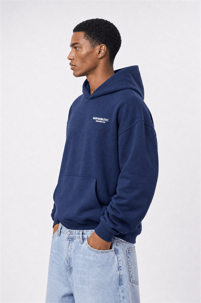 Erkek Absofuckinlutely Baskılı Oversize Hoodie Lacivert