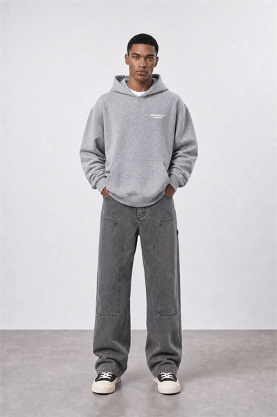 Erkek Absofuckinlutely Baskılı Oversize Hoodie Melanj
