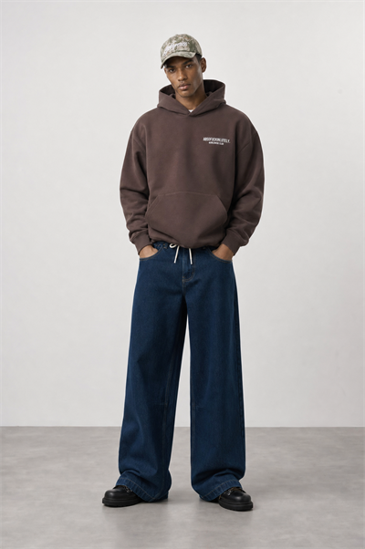 Erkek Absofuckinlutely Baskılı Oversize Hoodie Kahve
