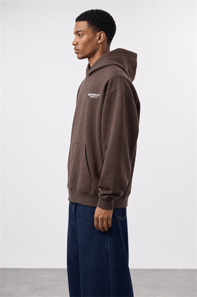 Erkek Absofuckinlutely Baskılı Oversize Hoodie Kahve