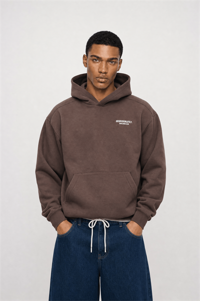 Erkek Absofuckinlutely Baskılı Oversize Hoodie Kahve