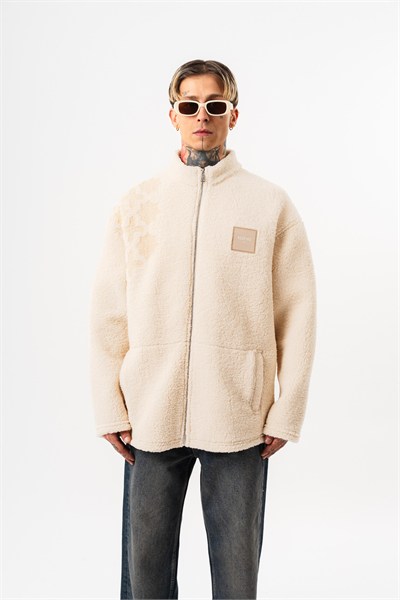 Erkek ABSTD Zip Oversize Teddy Ceket Ekru