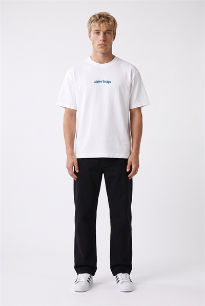Erkek Alpine Nakışlı Oversize T-Shirt Ekru