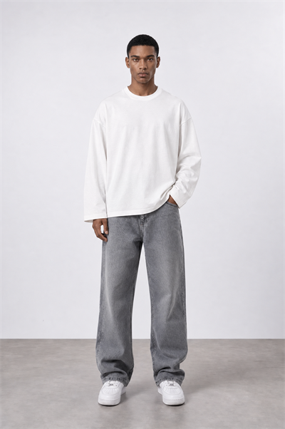 Erkek Baggy Jean Açık Gri