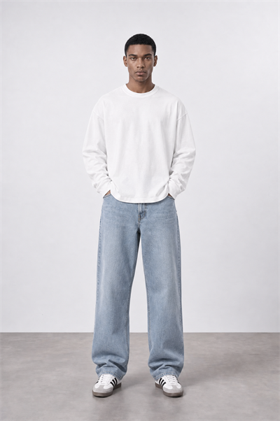 Erkek Baggy Jean Buz Mavisi