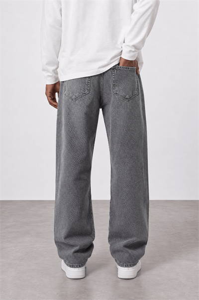 Erkek Baggy Jean Koyu Gri