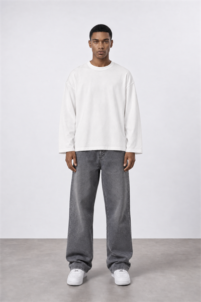 Erkek Baggy Jean Koyu Gri