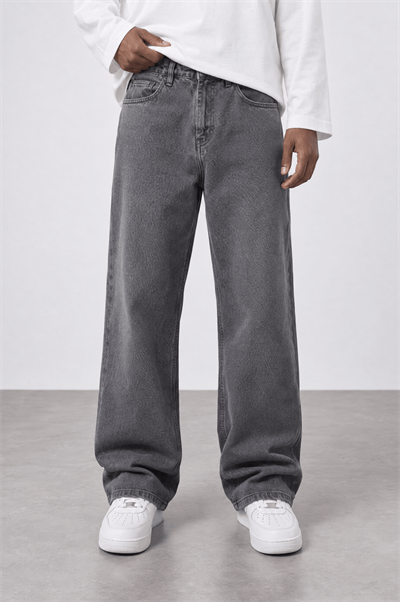 Erkek Baggy Jean Koyu Gri