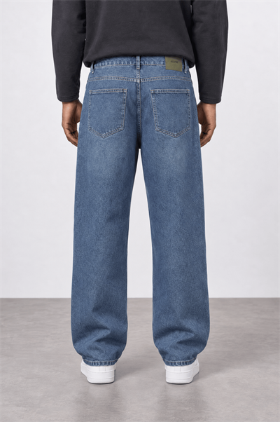 Erkek Baggy Jean Koyu Mavi