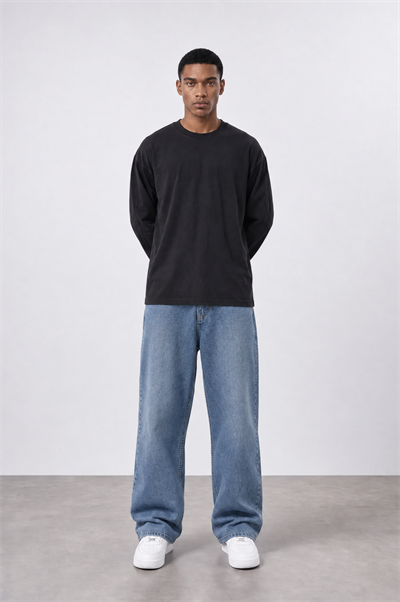 Erkek Baggy Jean Koyu Mavi