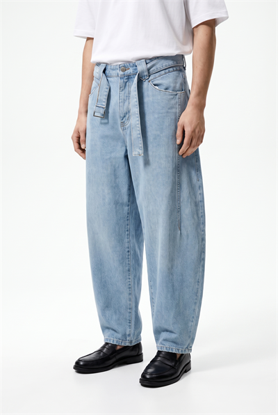 Erkek Barrel Fit Jean Açık Mavi