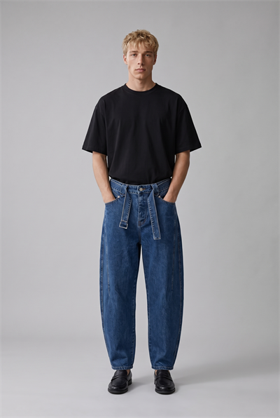 Erkek Barrel Fit Jean Koyu Mavi