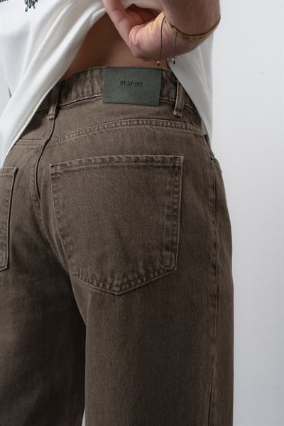 Erkek Washed Basic Baggy Jean Kahve