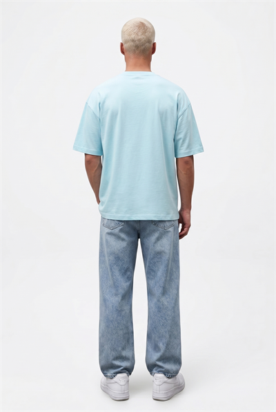 Erkek Basic Oversize T-Shirt Bebe Mavi