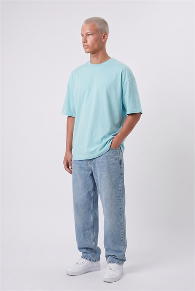 Erkek Basic Oversize T-Shirt Bebe Mavi