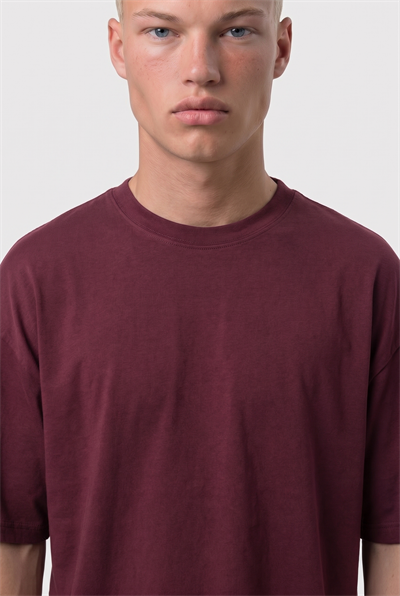 Erkek Basic Oversize T-Shirt Bordo