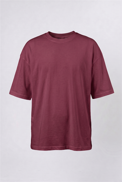 Erkek Basic Oversize T-Shirt Bordo