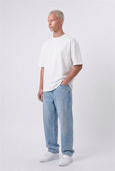 Erkek Basic Oversize T-Shirt Ekru