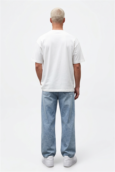 Erkek Basic Oversize T-Shirt Ekru