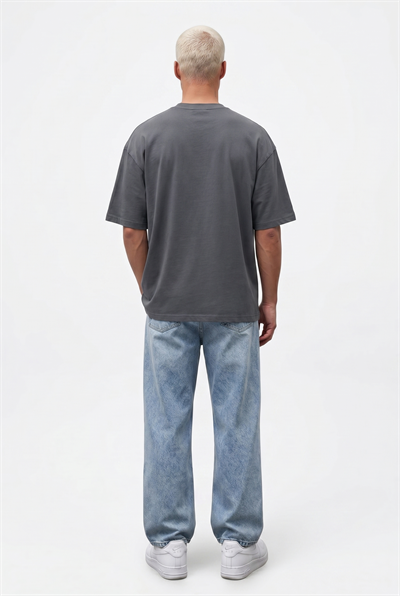 Erkek Basic Oversize T-Shirt Füme
