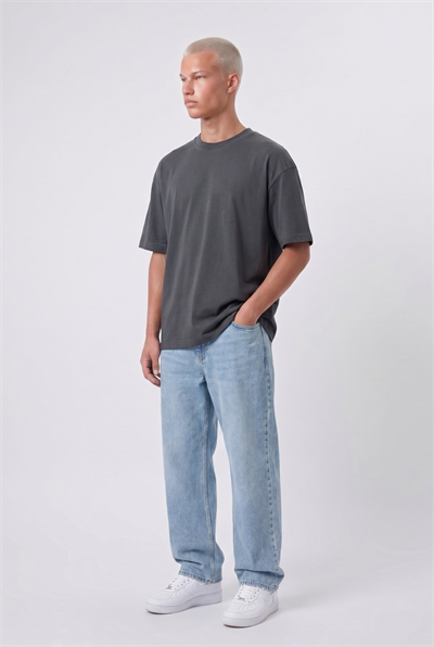 Erkek Basic Oversize T-Shirt Füme