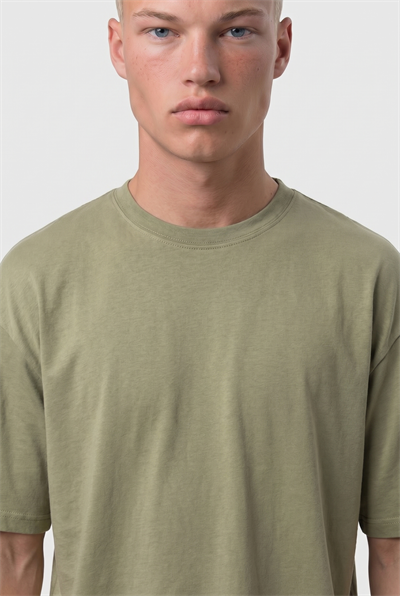 Erkek Basic Oversize T-Shirt Haki