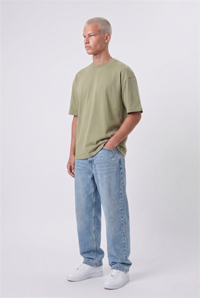 Erkek Basic Oversize T-Shirt Haki