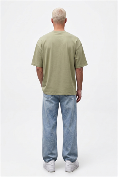 Erkek Basic Oversize T-Shirt Haki