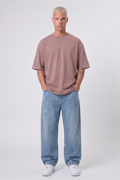 Erkek Basic Oversize T-Shirt Kahve