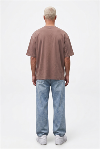Erkek Basic Oversize T-Shirt Kahve