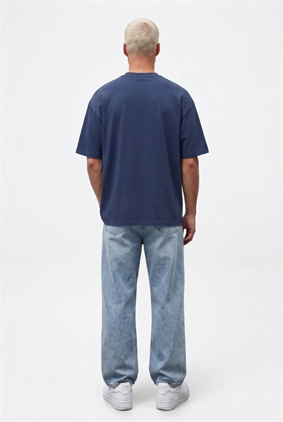 Erkek Basic Oversize T-Shirt Lacivert