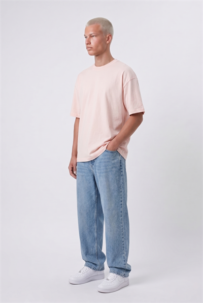 Erkek Basic Oversize T-Shirt Pembe