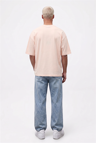 Erkek Basic Oversize T-Shirt Pembe