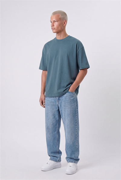 Erkek Basic Oversize T-Shirt Petrol