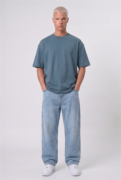 Erkek Basic Oversize T-Shirt Petrol