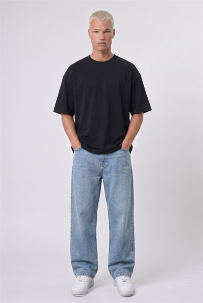 Erkek Basic Oversize T-Shirt Siyah