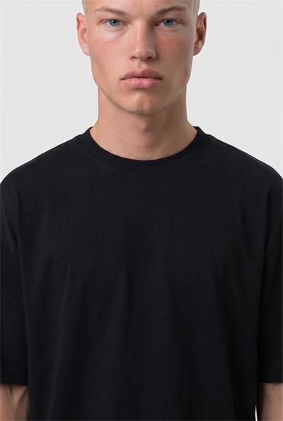 Erkek Basic Oversize T-Shirt Siyah