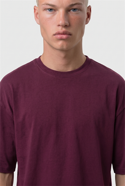 Erkek Basic Oversize T-Shirt Vişne