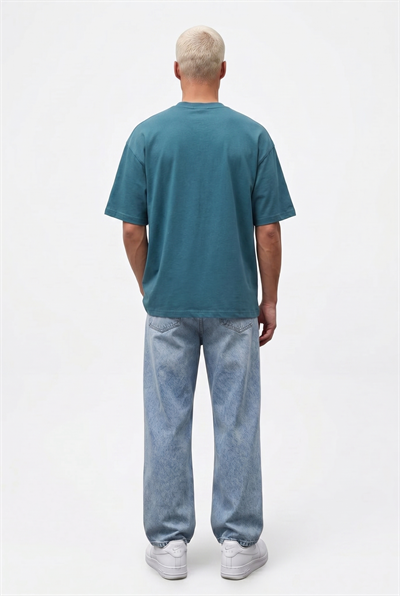 Erkek Basic Oversize T-Shirt Zümrüt