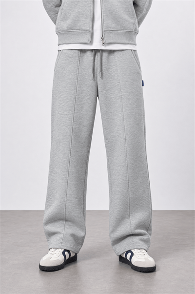 Erkek Basic Panda Baggy Eşofman Altı Gri Melanj