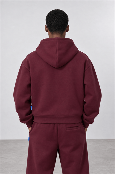 Erkek Basic Panda Oversize Zip Bordo